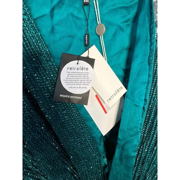 Retrofete NWT Gabrielle Sequin Robe Gown in Green Size XXL - Picture 4 of 7